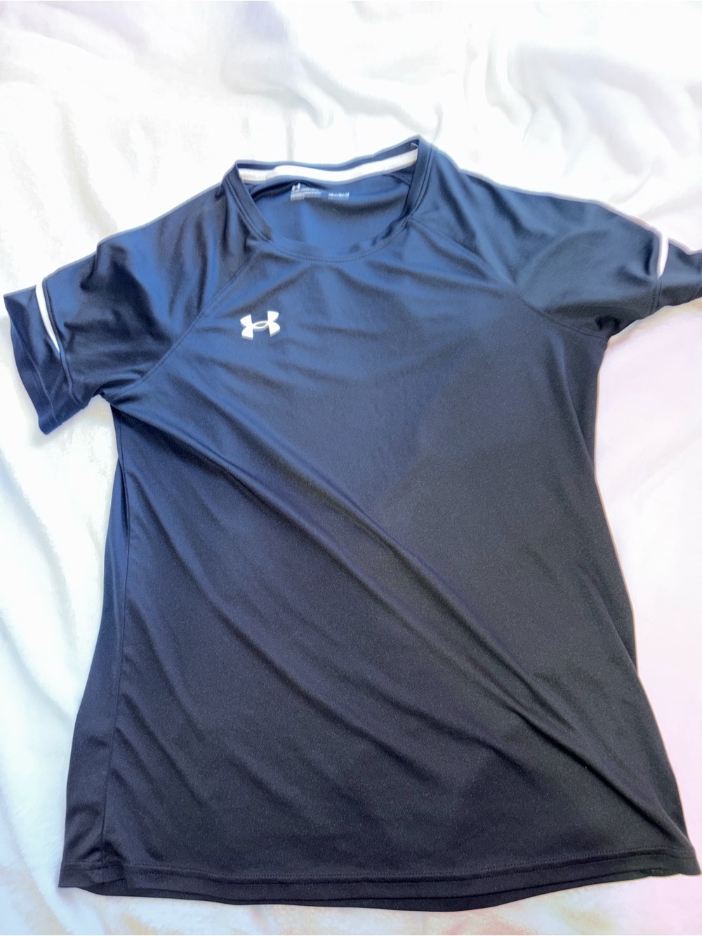 Under Armour Black Performance HeatGear Tee with White Trim